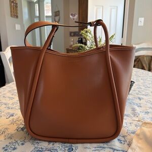Charles & Keith Brown Tubular Slouchy Tote Bag
